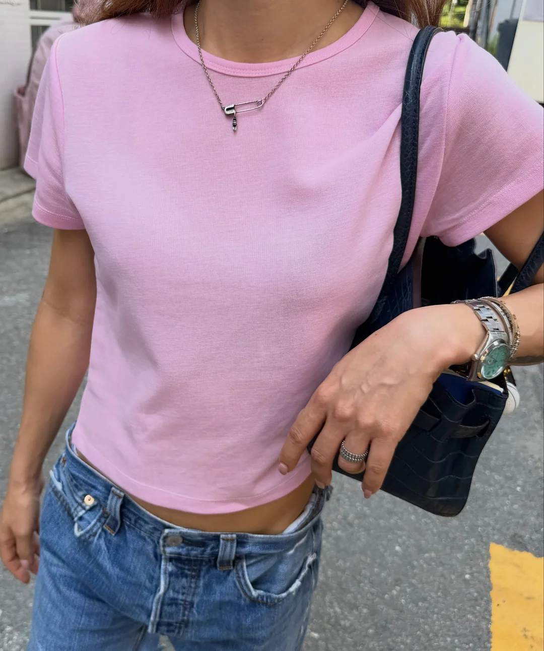 나염 비즈 레터링 티셔츠 12