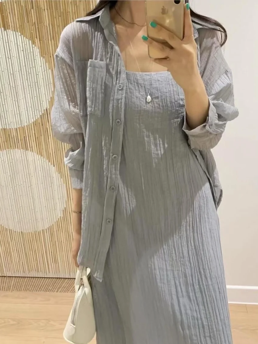 글로시 오픈칼라 블라우스 8