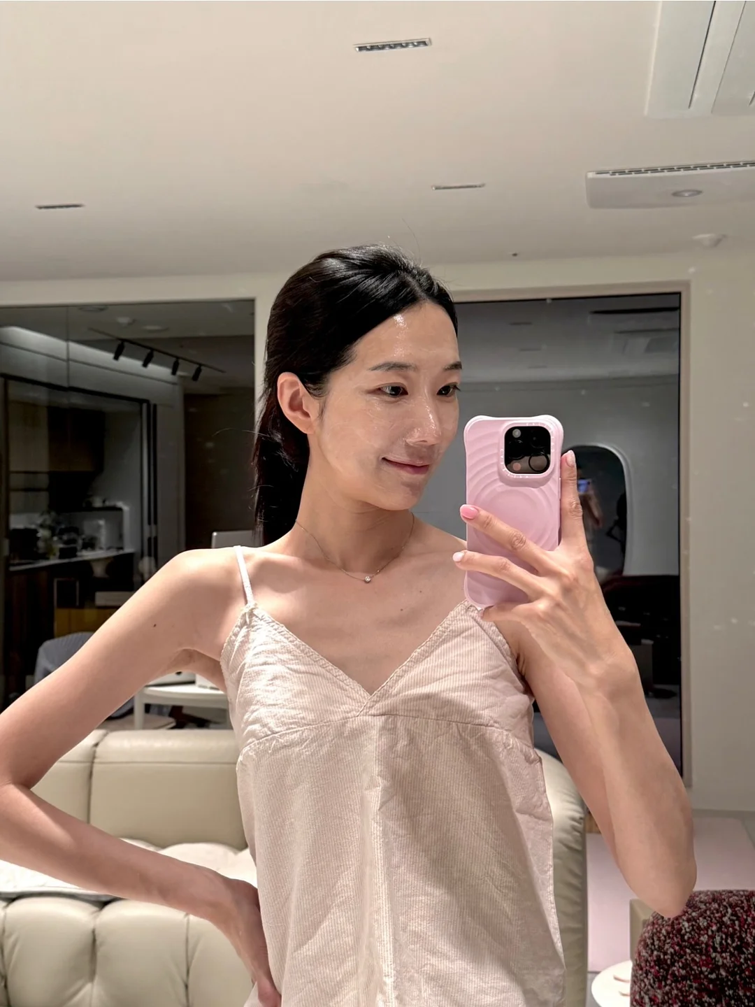 데님 핀턱 뷔스티에 티 1