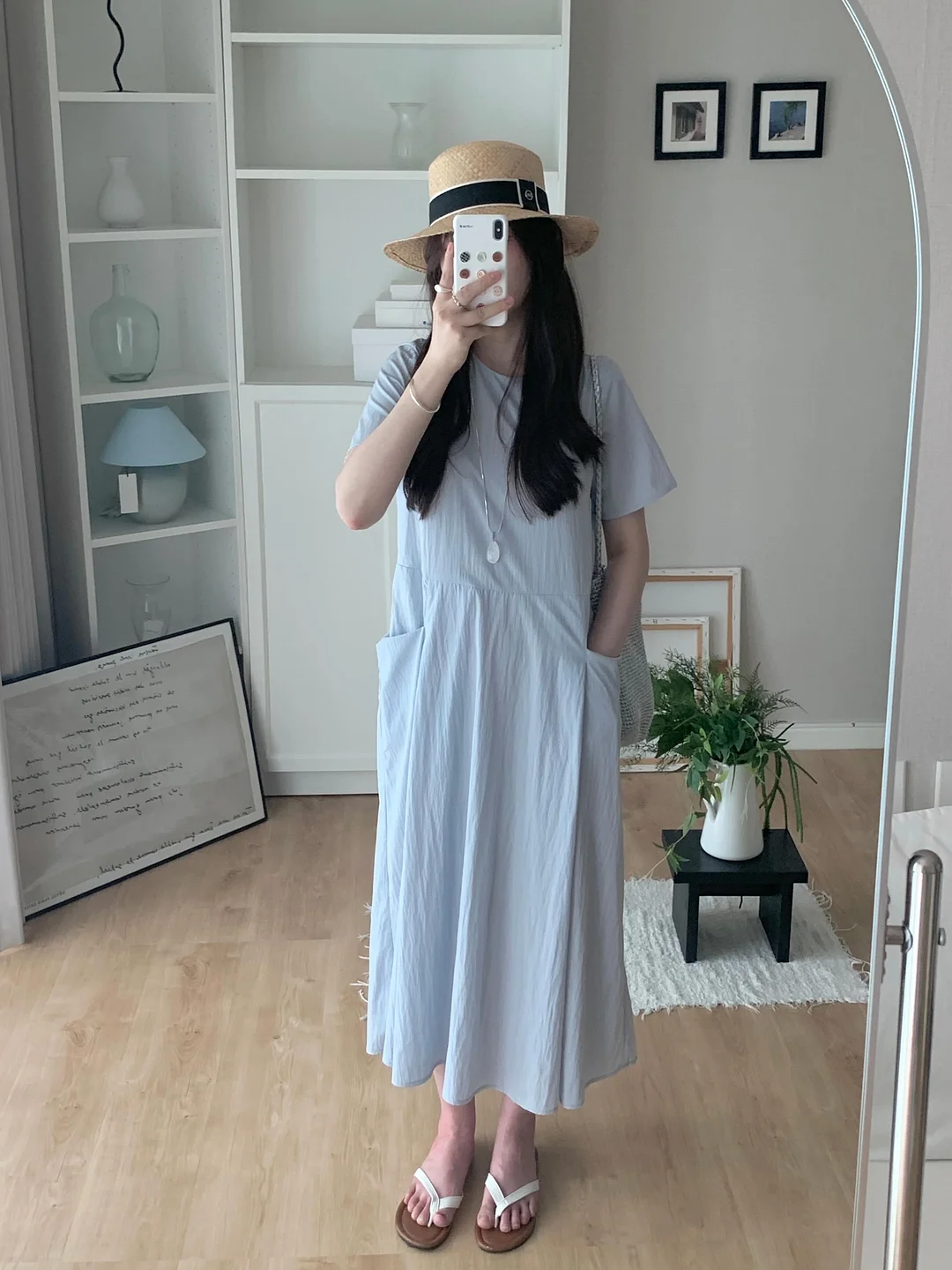 레이어드 리본 린넨 조끼 + 데님 반바지 세트 4
