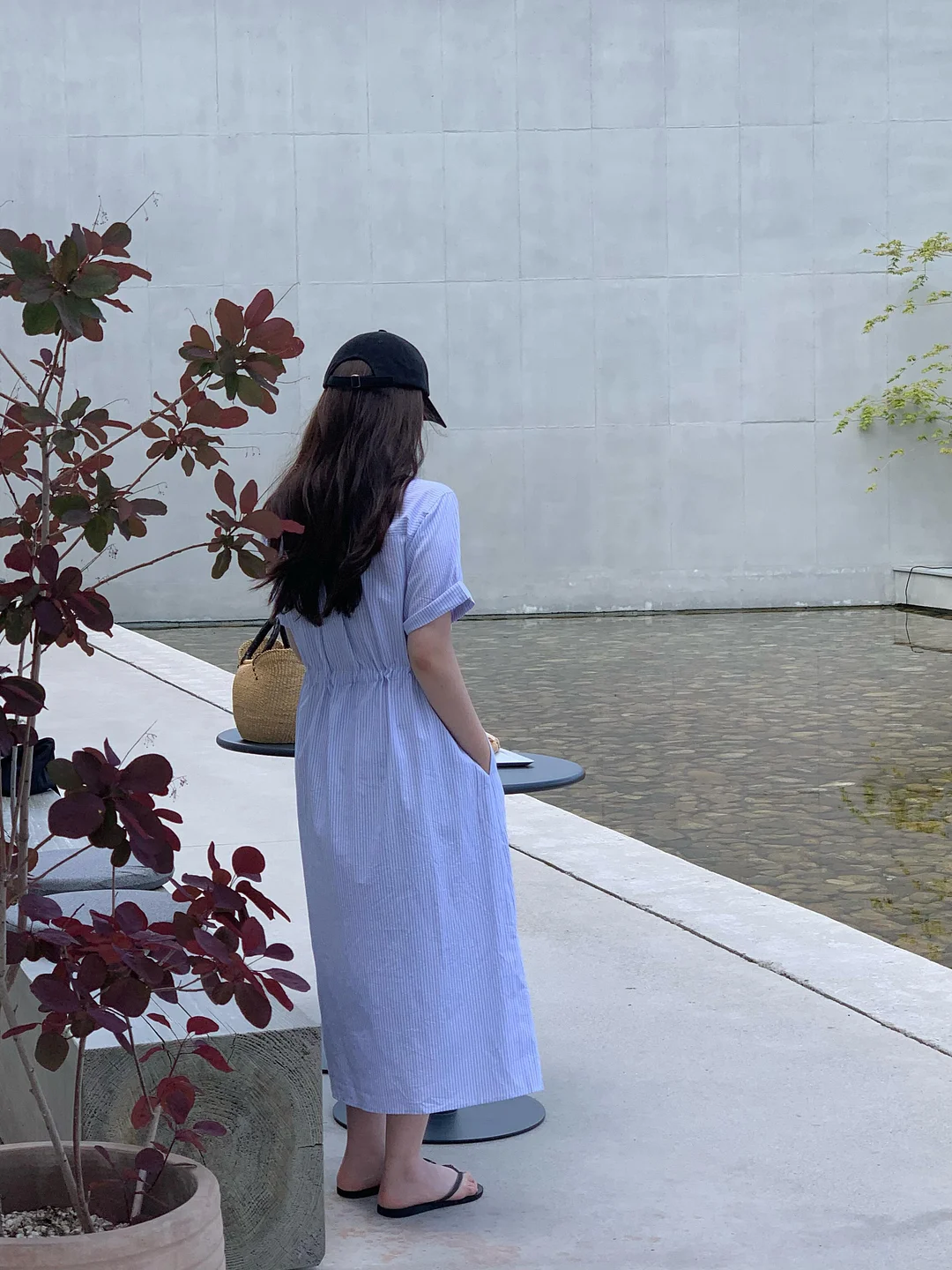 레이어드 리본 린넨 조끼 + 데님 반바지 세트 8
