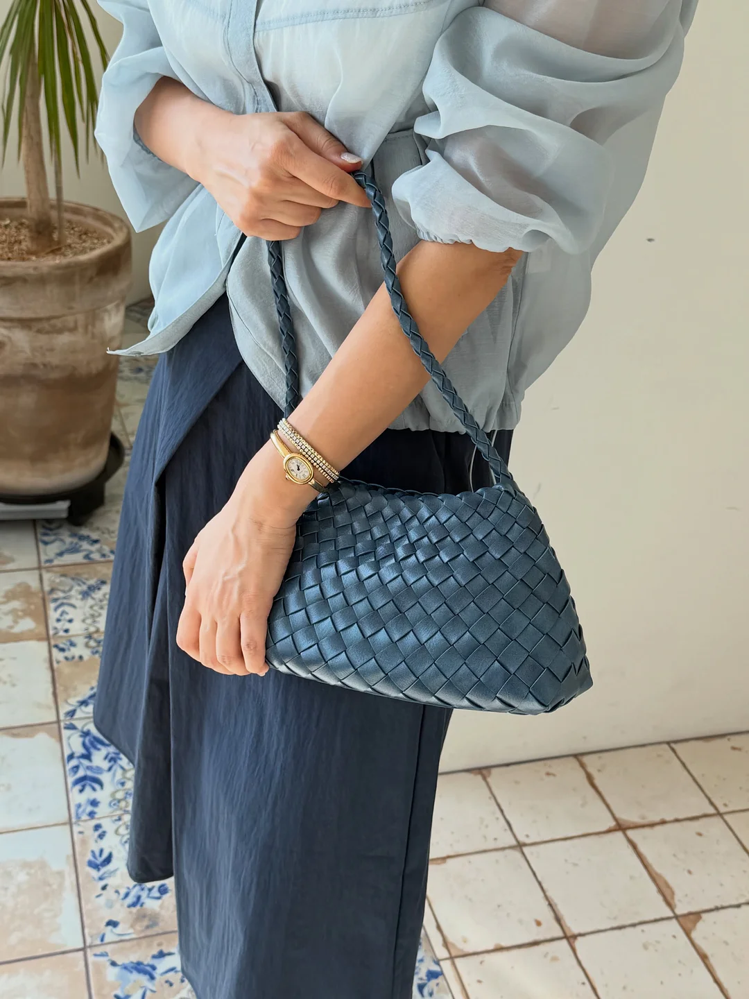 navy&white stripe shoulder bag 15
