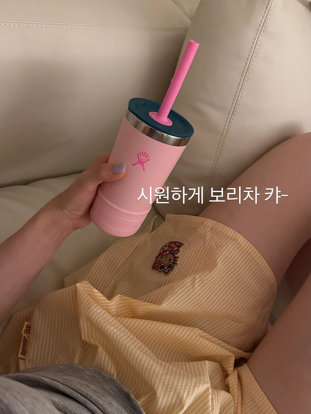 버버리 블루라벨 체크 버튼 원피스 & 블랙 도트 스카프 코디세트 6